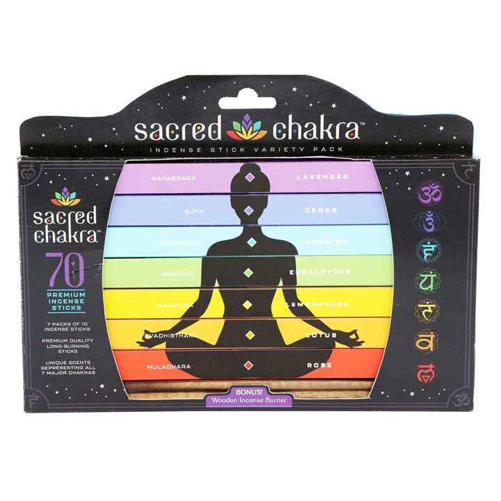 Seven assorted incense sticks in Sacred Chakra Incense Stick Gift Pack