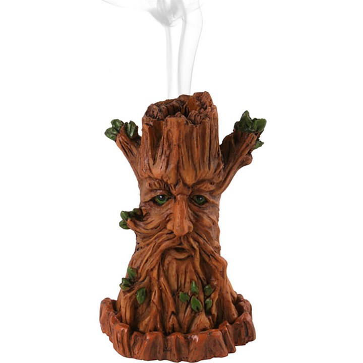 Wooden incense cone holder featuring Tree Man design by Lisa Parker.