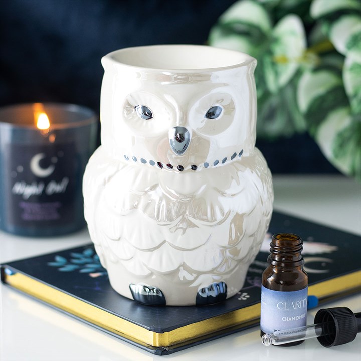 *Owl Shaped Ceramic Iridescent Oil Burner and Wax Warmer (12/24)