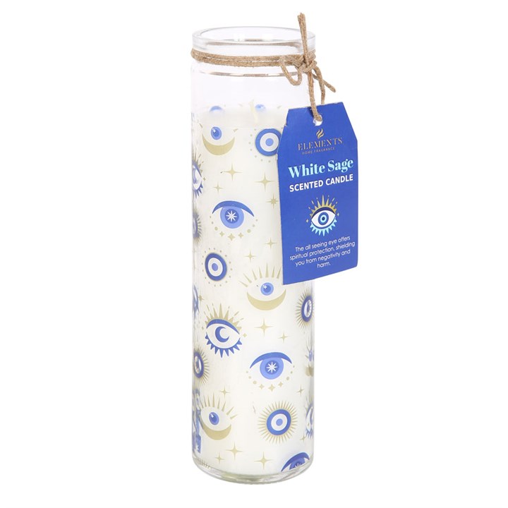 *All Seeing Eye White Sage Candle in Glass Tube (4/20)